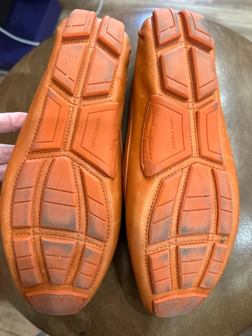 Salvatore Ferragamo Orange Leather Horse Bit Loafers/Drivers size 9.5 - Picture 9 of 9